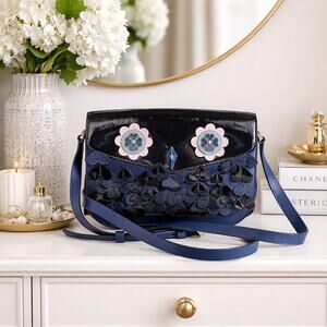 Kate Spade Zibbi Medium Flap Owl Navy Shoulder Bag